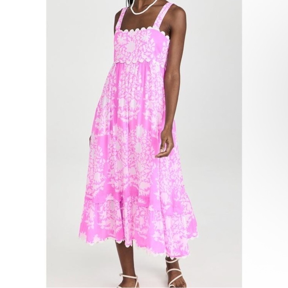 JULIET DUNN Palladio floral scalloped midi dress size large